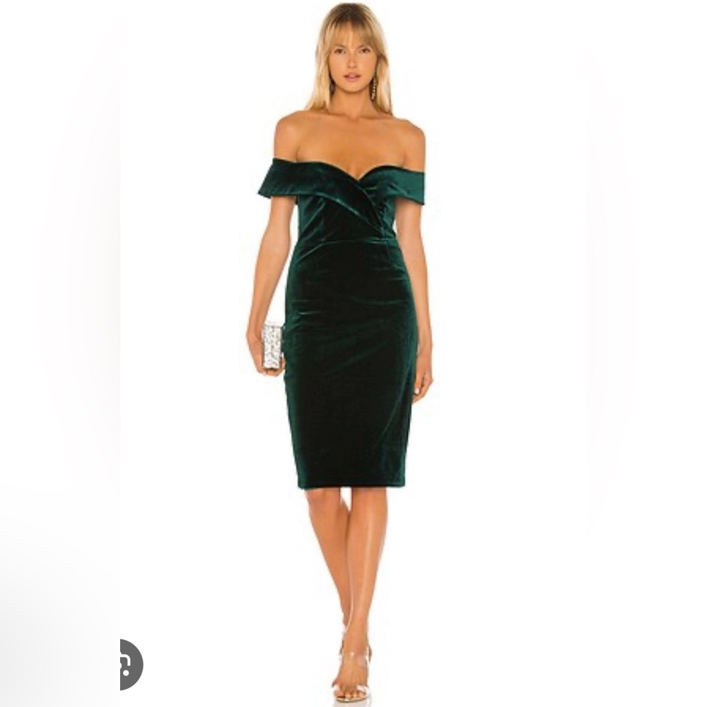 Bardot Green Off-Shoulder Bodycon Dress